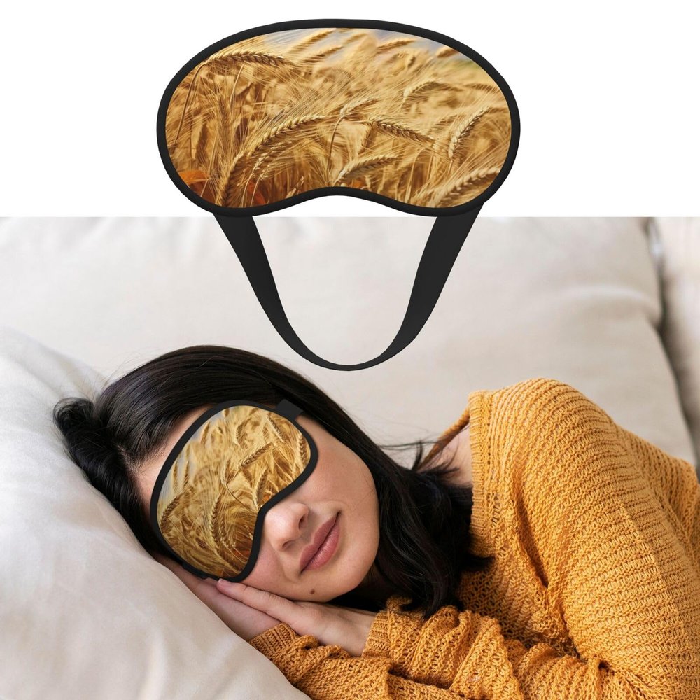 Sleep Mask for Side Sleeper Women Men, Blackout Sleeping Mask Wheat Harvest Silk Eye Masks Super Soft Breathable Night Blindfold Sleep Eye Cover with Elastic Strap for Travel