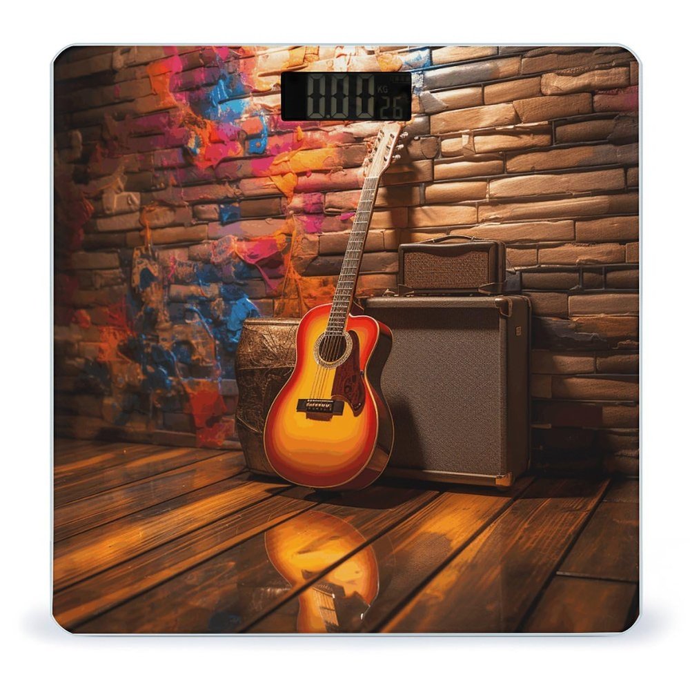 Abstract Guitar Bathroom Scale Weight Scale for Body Weight,Highly Accurate Digital Weighing Machine Clear LED Display Digital Bathroom Body Scale 400lb/182kg