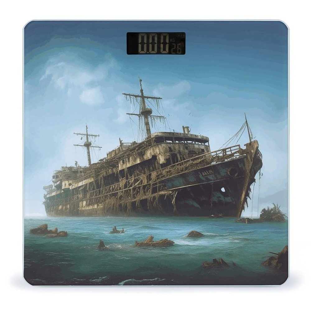 Abandoned Cruise Ship at Sea Bathroom Scale Weight Scale for Body Weight,Highly Accurate Digital Weighing Machine Clear LED Display Digital Bathroom Body Scale 400lb/182kg