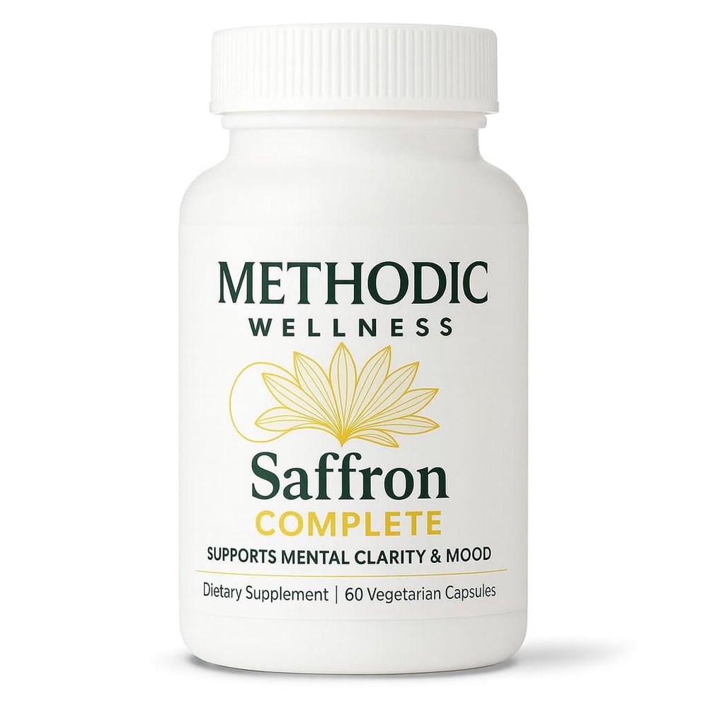 METHODIC WELLNESS Saffron Complete Supplements, 88.5mg Saffron Extract for Mood Energy, Stress Relief & Sleep, Non-GMO & Gluten-Free 60 Vegetable Capsule