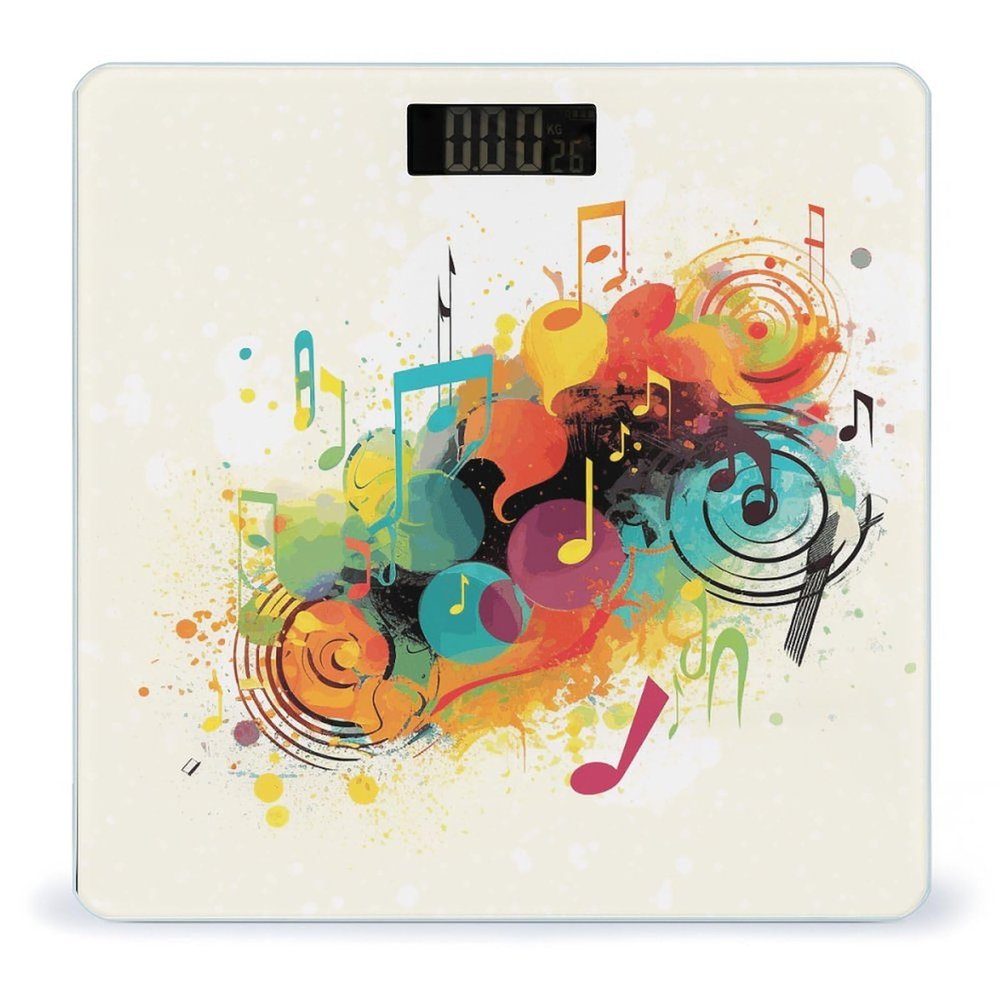 Abstract Music Themed Bathroom Scale Weight Scale for Body Weight,Highly Accurate Digital Weighing Machine Clear LED Display Digital Bathroom Body Scale 400lb/182kg
