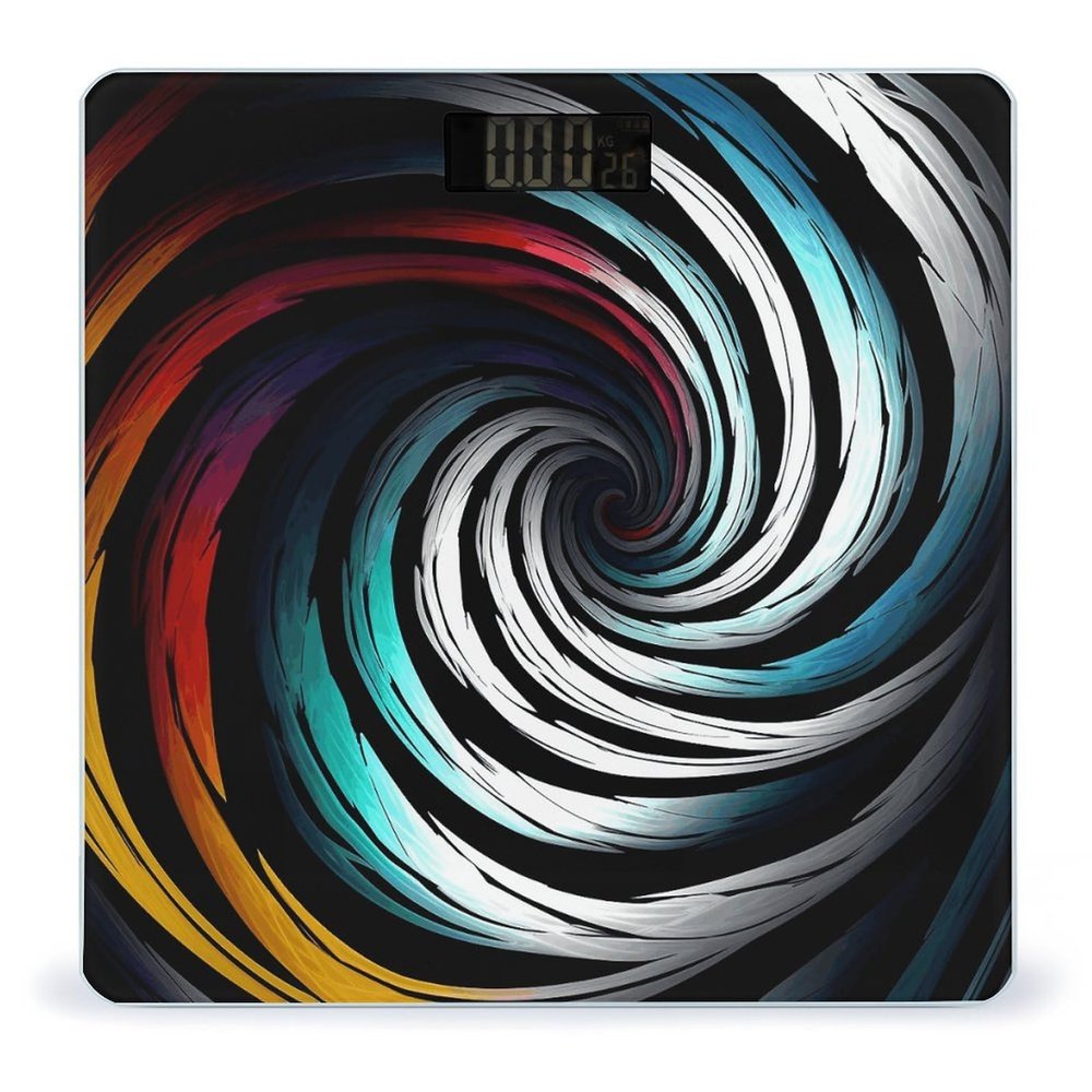 Abstract Circle Swirl Bathroom Scale Weight Scale for Body Weight,Highly Accurate Digital Weighing Machine Clear LED Display Digital Bathroom Body Scale 400lb/182kg