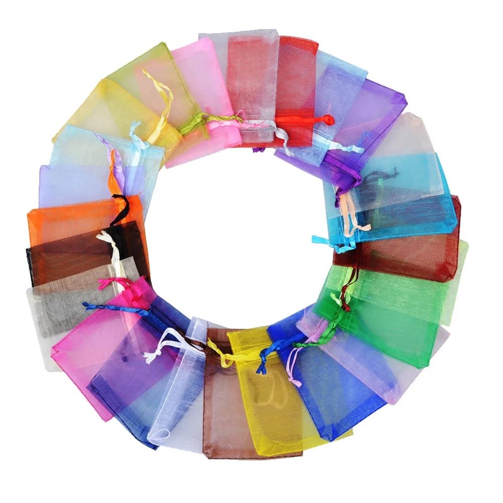 inxming 300pcs 24 Colors Jewelry Packaging Bag 5 * 7 7 * 9 9 * 12 10 * 15cm Organza Bags Gift Storage Wedding Drawstring Pouches(10x15cm)