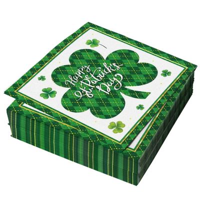 40Pcs St Patricks Day Napkins, 6.5 Inch Shamrock Napkins, Disposable Green Lucky Clover Cocktail Beverage Dinner Paper Napkins for Saint Patrick's Day Table Decorations, Irish-Themed Party Supplies