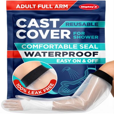 100% Waterproof Cast Covers for Shower Arm - Tight Seal - Reusable Adult Full Arm Cast Protector - Hand, Wrist, Elbow, Forearm - After Surgery Bandage & Dressing Bag Sleeves for Wounds & Burns