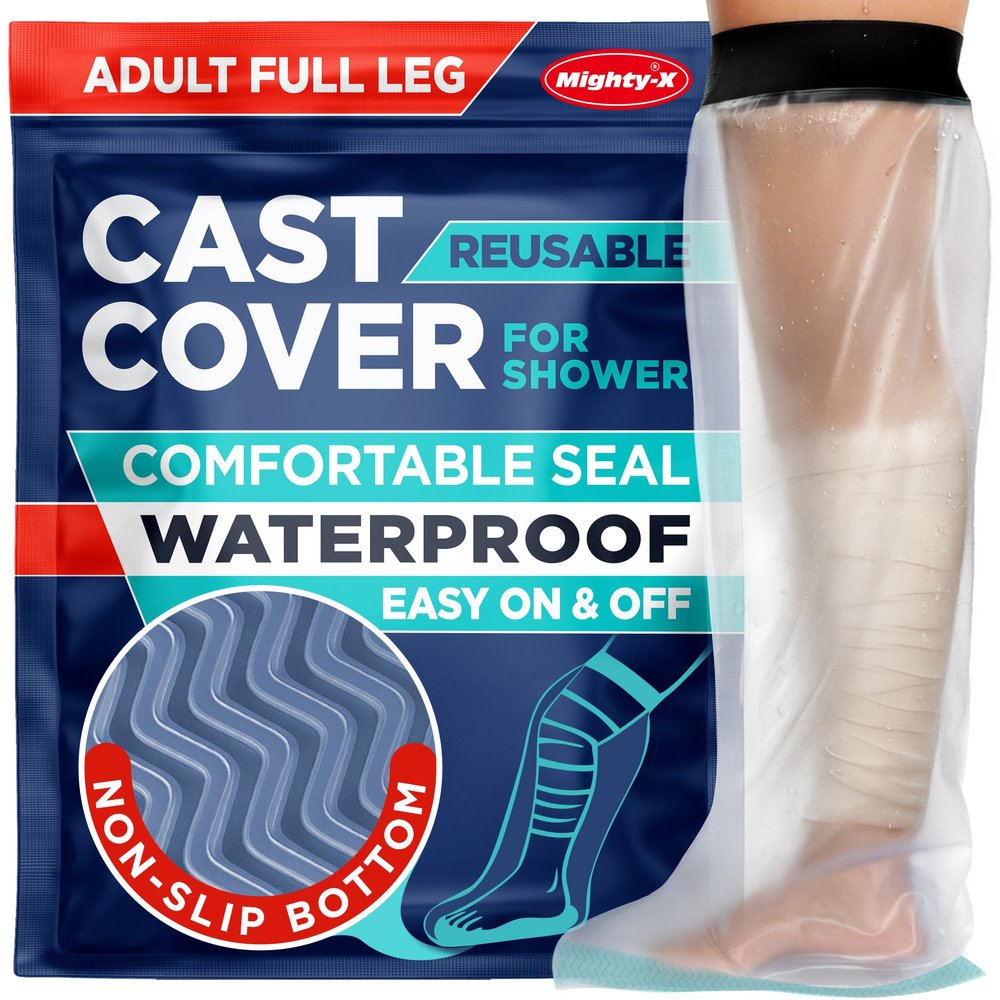 100% Waterproof Cast Covers for Shower Leg - Tight Seal - Reusable Adult Full Leg Cast Protector with Non-Slip Bottom - Knee, Ankle, Foot - Post Surgery Bandage & Dressing Bag for Wounds & Burns