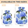 OTVEE Blue Hydrangea Floral Decor Hot Water Bottle with Cover, BPA Free PVC 1L Small Hot Water Bag for Pain Relief Menstrual Cramp Sore Muscles Hot and Cold Compress Therapy view 2