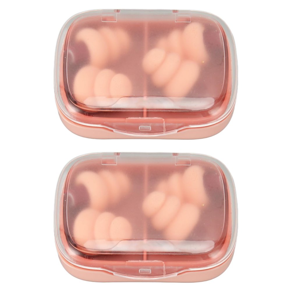 2 Pairs Reusable Noise Canceling Earplugs with Storage Box Soft Comfortable Sleeping Ear Plugs for Travel Office Study Snoring and Relief