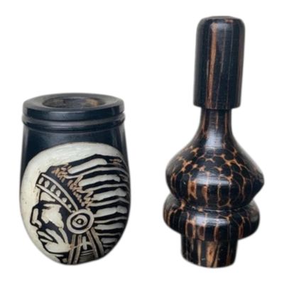American indian chief wooden pipe, Tagua Nut accessories, Handmade in Ecuador, Artisan handcrafted, Shamanic ceremony, Made by Galapagos Tagua