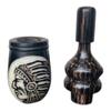 American indian chief wooden pipe, Tagua Nut accessories, Handmade in Ecuador, Artisan handcrafted, Shamanic ceremony, Made by Galapagos Tagua view 1
