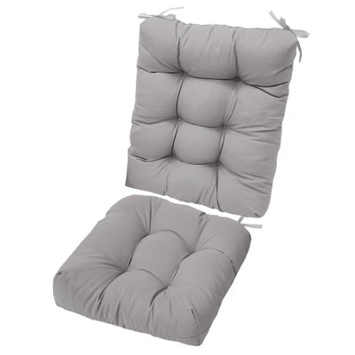 2Pcs Waterproof Rocking Chair Cushion Upper and Lower Back and Seat Sets with Non-Slip Ties Oxford Cloth Surface Polyester Filling Comfortable for Ind