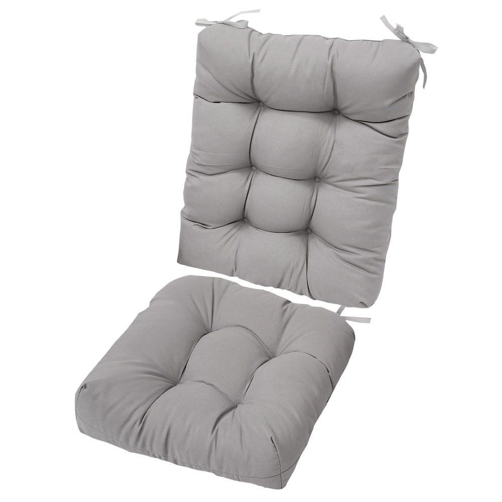 2Pcs Waterproof Rocking Chair Cushion Upper and Lower Back and Seat Sets with Non-Slip Ties Oxford Cloth Surface Polyester Filling Comfortable for Ind