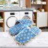 Hezely White Snowflakes Mop Slippers Shoes Microfiber Floor Cleaning Shoes Washable Dust Mop Slippers for House Kitchen, L view 3
