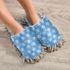 Hezely White Snowflakes Mop Slippers Shoes Microfiber Floor Cleaning Shoes Washable Dust Mop Slippers for House Kitchen, L view 4