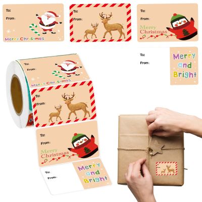 Upgrade 500 Pieces Per Roll Christmas Tags Self Adhesive Gift Tags for Xmas Presents Christmas Name Labels Stickers for Wrapping Paper Festival Birthday Holiday Decor (F)