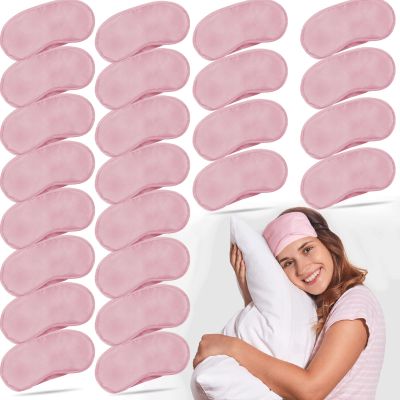 24 Pack Blindfold Eye Mask Cover Sleep Mask for Party Games Travel Sleep Team Build Party Supply with Adjustable Strap for Women Men Kids, Pink