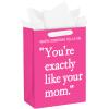 WRAPAHOLIC 13" Large Funny Mothers Day Gift Bag with Tissue Paper - Hot Pink You're Exactly Like Your Mom Paper Bags for Mom Birthday Mothers Day from Daughter Son view 1
