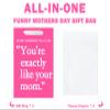 WRAPAHOLIC 13" Large Funny Mothers Day Gift Bag with Tissue Paper - Hot Pink You're Exactly Like Your Mom Paper Bags for Mom Birthday Mothers Day from Daughter Son view 3