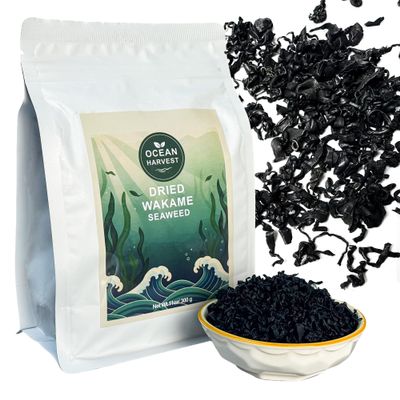 11oz(300g)Dried Wakame Seaweed 100% Natural Sea Vegetable for Miso Soup, Seaweed Salad, Ramen,Sushi,Stir-Fry, Camping Meals & Asian Cooking, Premium Pre-Cut Dried Wakame | Gluten-Free, Vegan-Friendly,Non-GMO,Resealable Bag