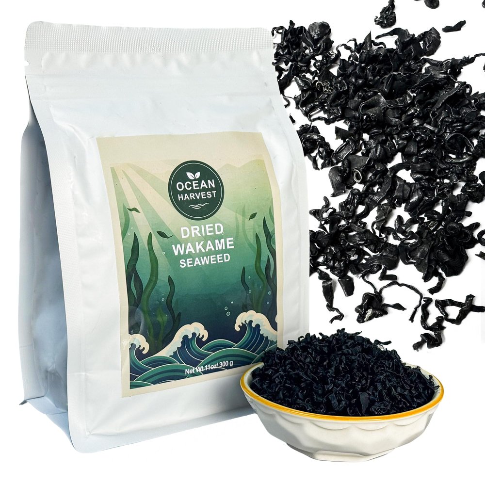 11oz(300g)Dried Wakame Seaweed 100% Natural Sea Vegetable for Miso Soup, Seaweed Salad, Ramen,Sushi,Stir-Fry, Camping Meals & Asian Cooking, Premium Pre-Cut Dried Wakame | Gluten-Free, Vegan-Friendly,Non-GMO,Resealable Bag