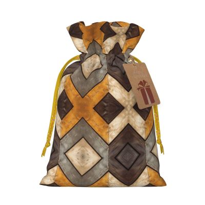 Tnnutp Boho Triangle Stripes Christmas Drawstring Gift Bags- Two Sizes From Small To Jumbo, Xmas Party Supplies