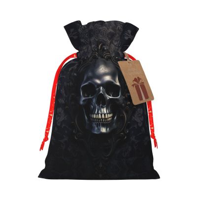 Tnnutp Gothic Wallpaper Skull Christmas Drawstring Gift Bags- Two Sizes From Small To Jumbo, Xmas Party Supplies