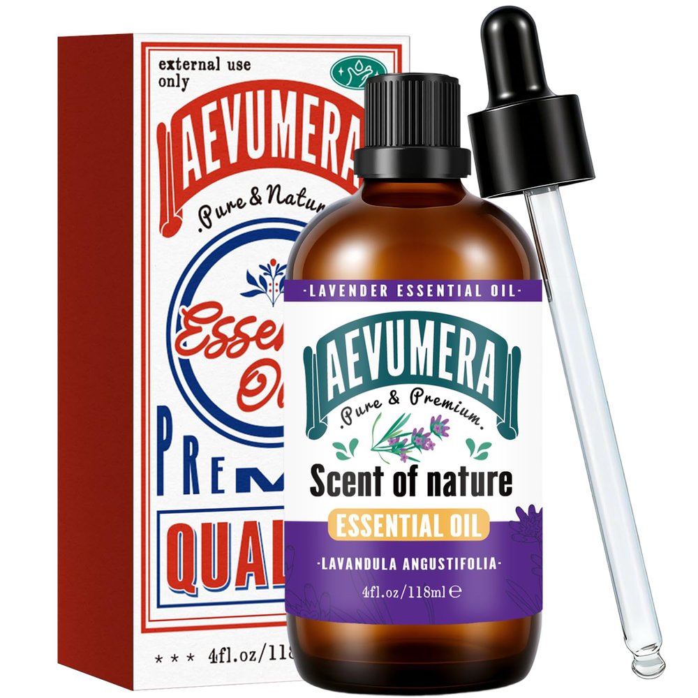 AEVUMERA Lavender Essential Oil Premium Grade Lavender Oil, Natural for Home Scenting & DIY Candle/Soap Making, Air Freshener, Diffuser, Skin and Hair Care, Massage, Aromatherapy - 4Oz Large Capacity