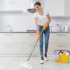 Wide Floor Mop - Adjustable Steel Extension Rod, Deep-Capture Fiber Pad System, Long Handle Laminate Tile Cleaner, Quick-Motion Sweeping Coverage | Tile Shine for Bathroom Moisture Cleanup view 4
