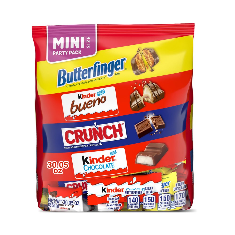 Butterfinger, Kinder Bueno, CRUNCH, and Kinder Chocolate, Assorted Candy Variety Pack, Mini Candy Bars, 30.05 oz