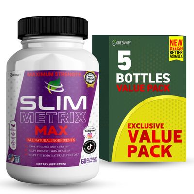 GREENVIFY Slim Metrix Maximum Strength Dietary Supplement, 60 Capsules, Natural Ingredients for Midsection Support, Skin Health, Detox, Vegan, Gluten Free, Non-GMO (5)