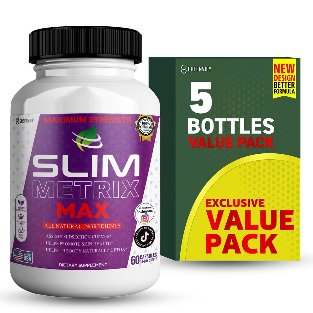 GREENVIFY Slim Metrix Maximum Strength Dietary Supplement, 60 Capsules, Natural Ingredients for Midsection Support, Skin Health, Detox, Vegan, Gluten Free, Non-GMO (5)