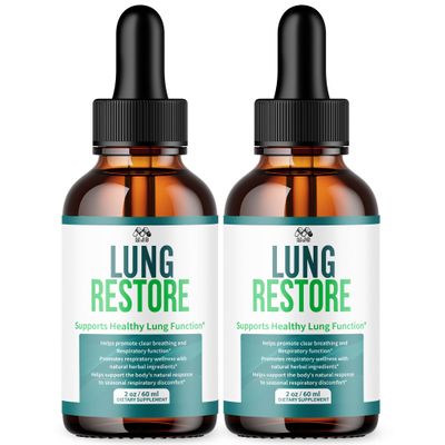 (2 Pack) Lung Restore Drops, Official LungRestore Liquid Supplement Drops with All Natural Ingredients, Lung Restore Advanced Lungs Wellness Support with Premium Vitamins for Women & Men (60 Servings)