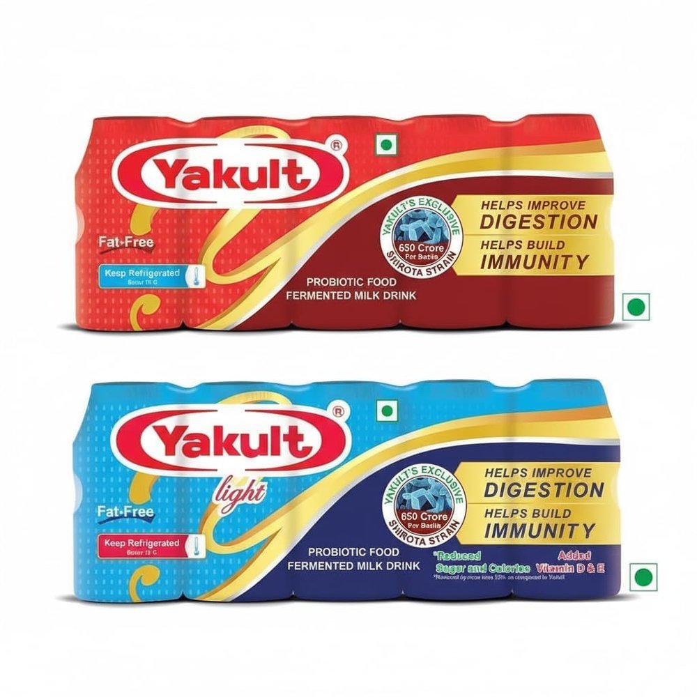 Yakul't Probiotic Drink Original & Light Fat-Free Probiotic Combo | Probiotic Fermented Milk | Pack of 2 (Total 10 Bottles, 65ml each)
