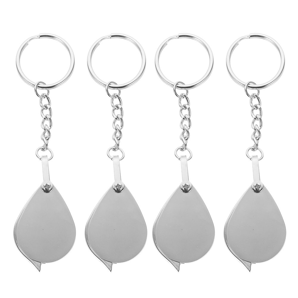 BETOOKY 4pcs Folding Handheld Magnifier Keychains 10X Portable Mini Hand Magnifying Glass with Keyrings for Maps Books Jewelry Reading Supplies