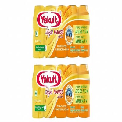 Yakult Light Mango Flavour Fermented Milk Drink, Improves Digestion and Immunity (Pack of 2) (10 yakult) 65 Ml Each