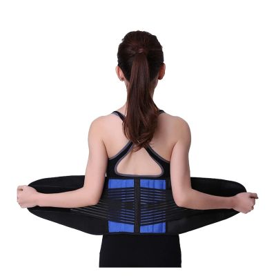 Plus Size Lumbar Support Brace for Men & Women - Lower Back Decompression Belt (Blue, Large)