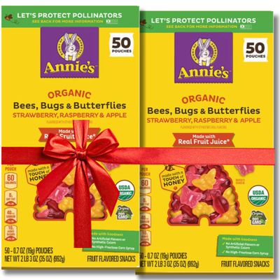 Annies Organic Bees Bugs & Butterflies Snacks, .7 oz each, 50-count Strawberry, Raspberry, and Apple Flavors NET WT 2 lb 3 oz (2-Pack)