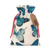 CENGDADA Retro Blue Butterfly Xmas Drawstring Linen Holiday Gift Bag Wrapping Reusable New Year Gifts With Label view 1