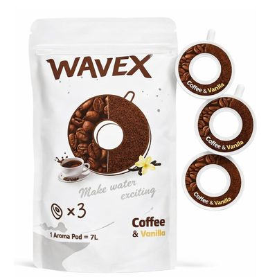 3-Pack Coffee Vanilla Aroma Scent Pods, Only for WAVEX Scent-Powered Water Bottles Zero Sugar and Additives, Calorie-Free Hydration Each Pod Lasts Up to 7L Refill Scent Rings (Not a food or drink)