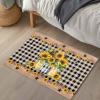 LEQIOLENNG Indoor Door Mat, Farm Sunflowers in Non Slip Doormat Low Profile Welcome Mat, Country Star Black Plaid Soft Entrance Rug for Bedroom Kitchen Bathroom 20"x32" view 3