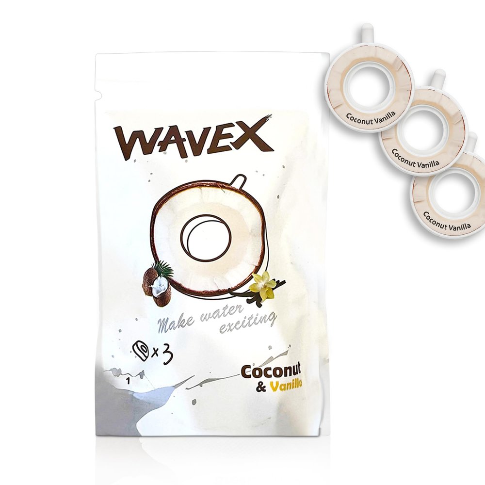 3-Pack Coconut Vanilla Aroma Scent Pods, Only for WAVEX Scent-Powered Water Bottles Zero Sugar and Additives, Calorie-Free Hydration Each Pod Lasts Up to 7LRefill Scent Rings (Not a food or drink)
