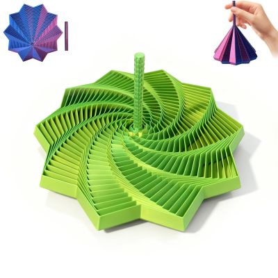 3D Printed Expanded Sensory Fidget Star, Fractal Fidget Hexagon with Handles, 2026 New Star Shaped Fidget Toys for Desktop Decompression Toy Stress Relief Whirling Spiral (Yellow Green, 4.72in)