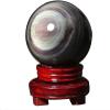 Natural Obsidian Sphere with Rainbow Eye Healing Crystal Fengshui Ball with Stand Sculpture Figurine for Meditation, Witchcraft Halloween Home Decor Divination,8~9cm/3.14"~3.54" view 1