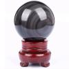 Natural Obsidian Sphere with Rainbow Eye Healing Crystal Fengshui Ball with Stand Sculpture Figurine for Meditation, Witchcraft Halloween Home Decor Divination,8~9cm/3.14"~3.54" view 2