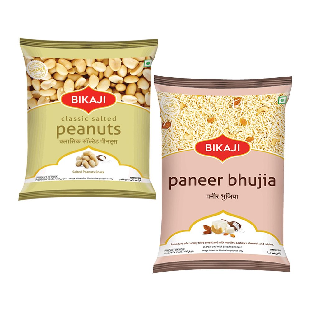 Bikaji Paneer Bhujai 400G & Classic Salted Peanuts 150G Combo | Super Crunchy Indian Namkeen | Bar Snack, Tea-Time Munchies & Party Mix