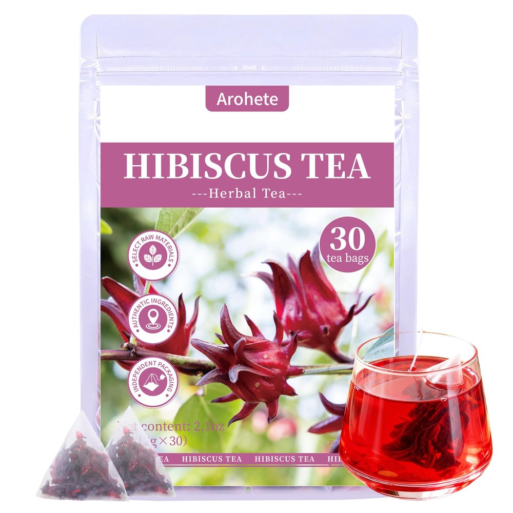 Hibiscus Tea Bags,Natural Hibiscus Flowers Herbal Tea,Caffeine Free & No Additives,2g/Bag,30 Count