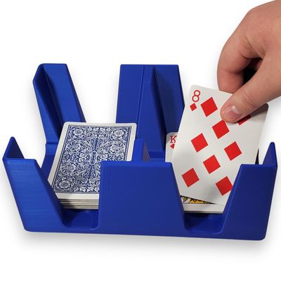 Stationary Six Deck Playing Card Tray for 2-6 Decks: Made in USA (Blue)