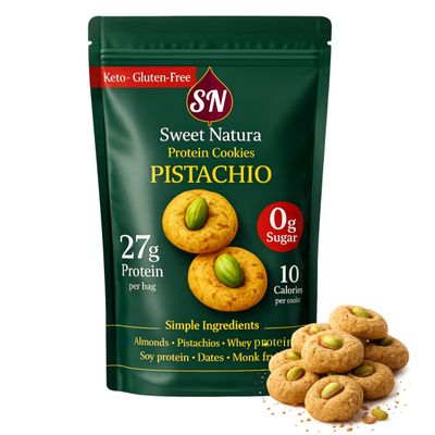 Protein Cookies, 27g Protein Per Bag, 23 Mini Cookies 10 Calories Each Keto, Gluten-Free, No Added Sugar, Organic, High-Protein Snack Made with Almonds, Whey, Dates & Monkfruit (Vanilla)