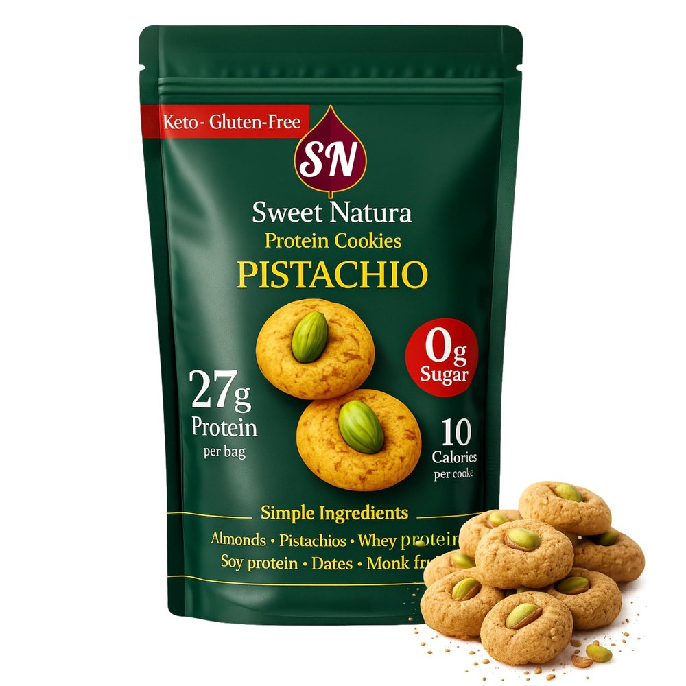 Protein Cookies, 27g Protein Per Bag, 23 Mini Cookies 10 Calories Each Keto, Gluten-Free, No Added Sugar, Organic, High-Protein Snack Made with Almonds, Whey, Dates & Monkfruit (Vanilla)
