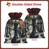 Christmas Drawstring Gift Bags Assorted Sizes Xmas Wrapping Bag Black White Chess Checkerboard Gift Bags Holiday Gifts Wrap Packing Pouches Favors Bag for Christmas Candy Goodie Holiday Party Favors Small view 4